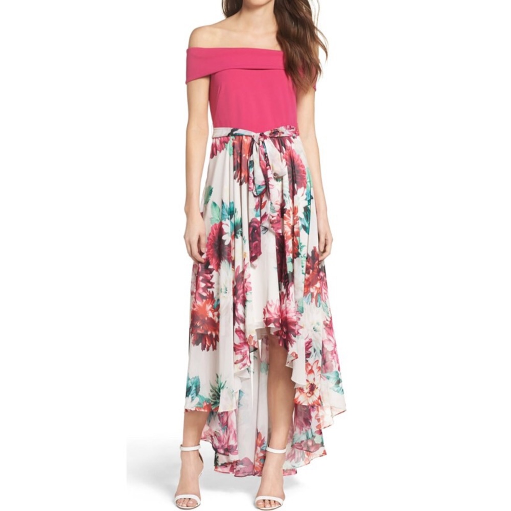 Eliza J Crepe and Chiffon Dress